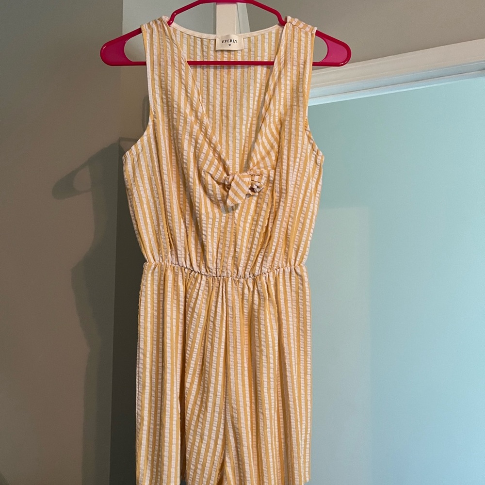 Everly Yellow and White Striped Jumpsuit